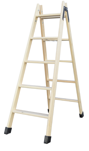 ESCALERA TIJERA 5 PASOS MADERA